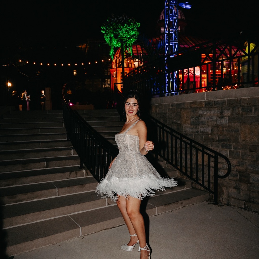 Elegant White Feathered Dress
